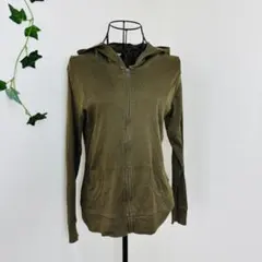 GU　ジーユー　フルジップパーカー　オリーブ　カーキ　L