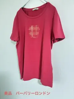 【美品】バーバリーロンドン 半袖Tシャツ ピンク 金ロゴ チェックのサムネイル