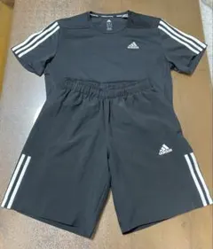 adidas アディダス メンズ 上下セット M ブラック　黒 半袖 短パン