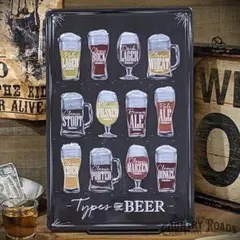 〖ブリキ看板〗ビールの種類 / Types of BEER【エンボス仕様】