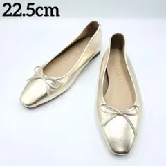 ✨ほぼ新品✨ルタロン　現行ロゴ　スクエアトゥ　ゴールド　22.5 バレエシューズのサムネイル