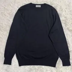 【美品】ジョンスメドレー コットン ハイゲージニット ブラック Sサイズ