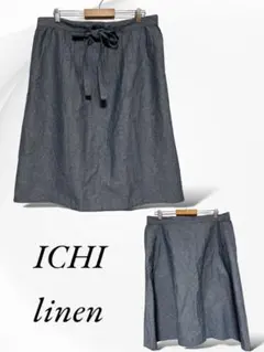 ichi♡ナチュラン　リボンリネンデニムスカートのサムネイル