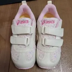 asics ベビーシューズ 花柄 ホワイト/ピンク