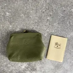 IL BISONTE イルビゾンテ がま口 コインケース ポーチ レザーグリーン