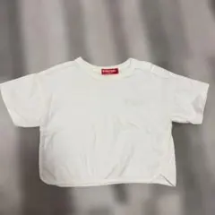 ホワイト 短袖Tシャツ 刺繍入り
