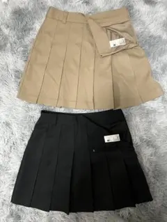 GU プリーツスカート ミニスカ ブラック ベージュ Sサイズ
