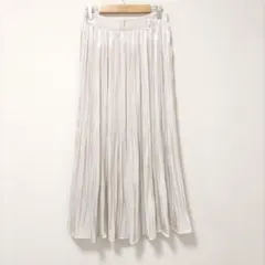 ur’sユアーズ【Sサイズ】サテンプリーツスカートオフホワイト ロング丈通勤通学のサムネイル