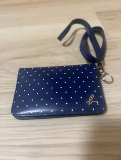 アニエスベー　アニエス・ベー　Agnes b ネイビー ドット　パスケース
