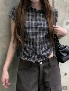 shein 半袖シャツ チェック柄