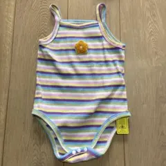 ストライプタンクトップ（花刺繍） 9-12m