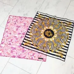 新品未使用★バーバリー＆ディオールハンカチ2枚セット ピンク、紺白ストライプ