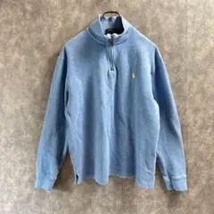 ポロラルフローレン スウェット ハーフジップ Mブルー ゆるダボビッグシルエット