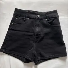 ANAP ハイウエスト デニム ショートストレッチパンツ ブラック シンプルのサムネイル