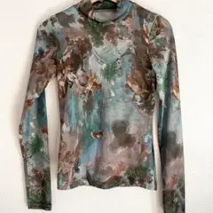 Dazy アートプリント シアーハイネックトップス