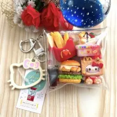 ガチャ詰めポーチ‪☆ハンバーガーセット，キーホルダー ミニポーチ