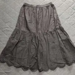 Vanilla studio 裾スカラップ刺繍ギャザースカート　スミクロ　４Ｌ