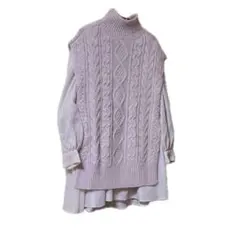 COCODEAL ケーブルニットベストオーガンジーワンピース