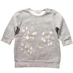 ファミリア 80 トレーナー　裏起毛　長袖　秋冬　グレー　プリント　刺繍あり