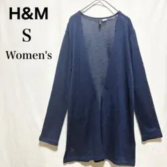 H&M/薄手/ロングカーディガン/シンプル/レディース/ネイビー/S