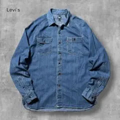 2778 古着Levi'sデニムシャツソリッド赤タブワーク無地フリーダムスリーヴ