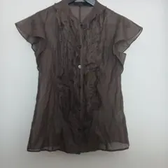 J&Rブラウン フリル付き 半袖シャツのサムネイル