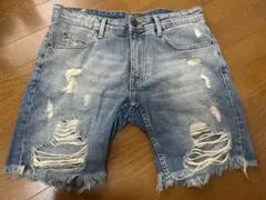 ZARA MAN ダメージ加工デニムバミューダパンツ