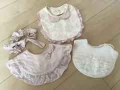 センスオブワンダー　ベビースタイ 3点セット　ビックリボンヘアバンド付き