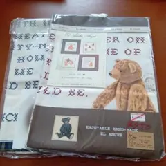 El Anche クマ柄 綿生地 約110cm×100cm2個セット