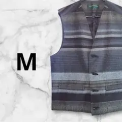 紳士用 ボーダー ベスト メンズ グレー系 M