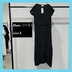 【新品】レディース ワンピース サイズL ロング 袖フリル マキシワンピース 黒