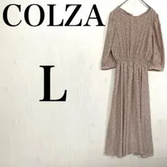 COLZA レディース L ピンクベージュ 小花柄 ロングワンピース ウエスト