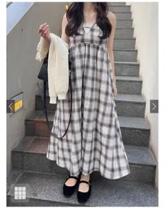 GRL グレイル チェック柄フレアキャミソールワンピース