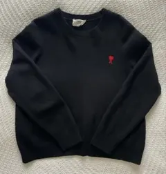 AMI PARIS ブラック ニットセーター XL 男女