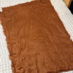 フリンジ付き 大判ストール ブラウン