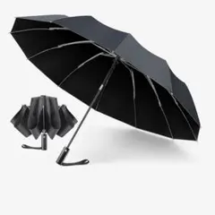 折りたたみ傘 大きいサイズ 24本骨相当 ワンタッチ開閉 晴雨兼用 ブラック