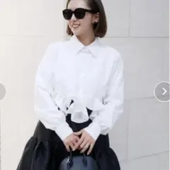 NEW即納フリルヘムショート丈シャツ ホワイトfrane bebeod