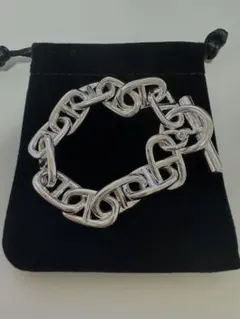 シルバー925 アンカーチェーン シェーヌダンクル 風ブレスレット【巾着袋付き】