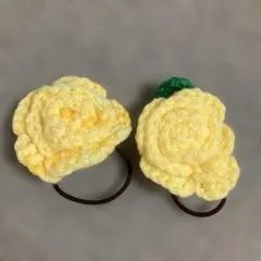 かぎ針編み 花のヘアゴムセット