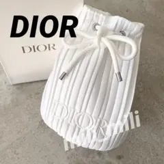 DIOR/플리티드 화이트 드로우스트링 파우치 노블티 DIOR