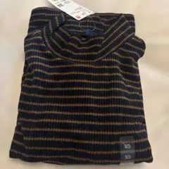 UNIQLO KIDS リブフリースハイネックボーダーTシャツ140