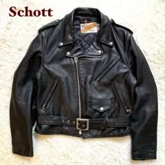 Schott 642 シングルライダースジャケット ブラック - メルカリ