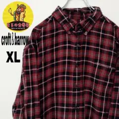 usa古着 croft＆barrow ネルシャツ　XL ブラック　えんじチェック
