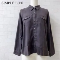 シンプルライフ フェイクスエード シャツジャケット グレー S 秋冬 レディースのサムネイル