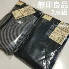 未使用 2点組 無印良品 ぬくもり Vネック半袖シャツ＆ロングタイツのサムネイル