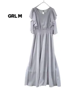 GRL ショルダーオープンフリル楊柳シフォンフレアワンピース　tw1072