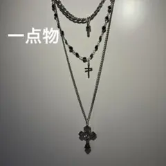 3連チェーン十字架ハンドメイドネックレスレディースメンズy2k地雷系 
