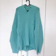 Vネックニット ターコイズのサムネイル