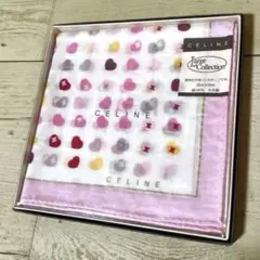 CELINE セリーヌ　大判ハンカチ ピンク ハート柄