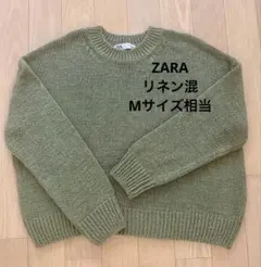 ZARA クルーネックニット 長袖 カーキ